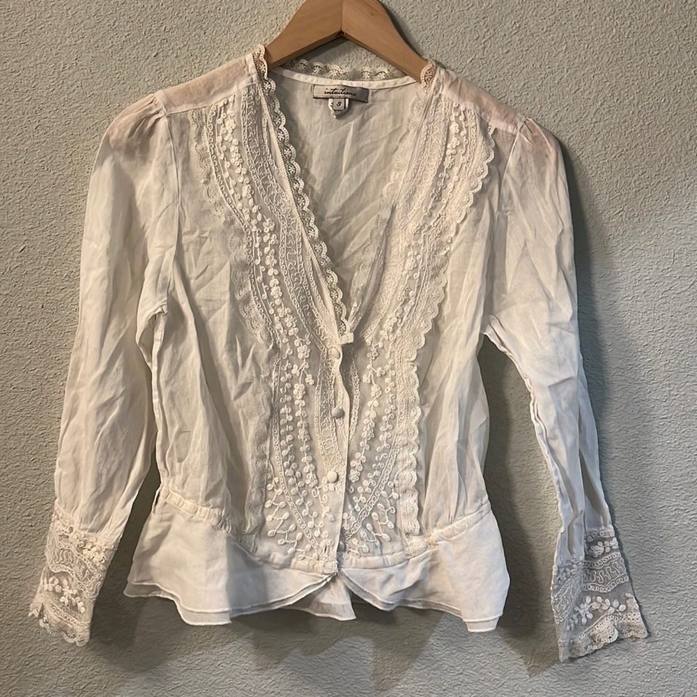 White Lace Embroidered Blouse